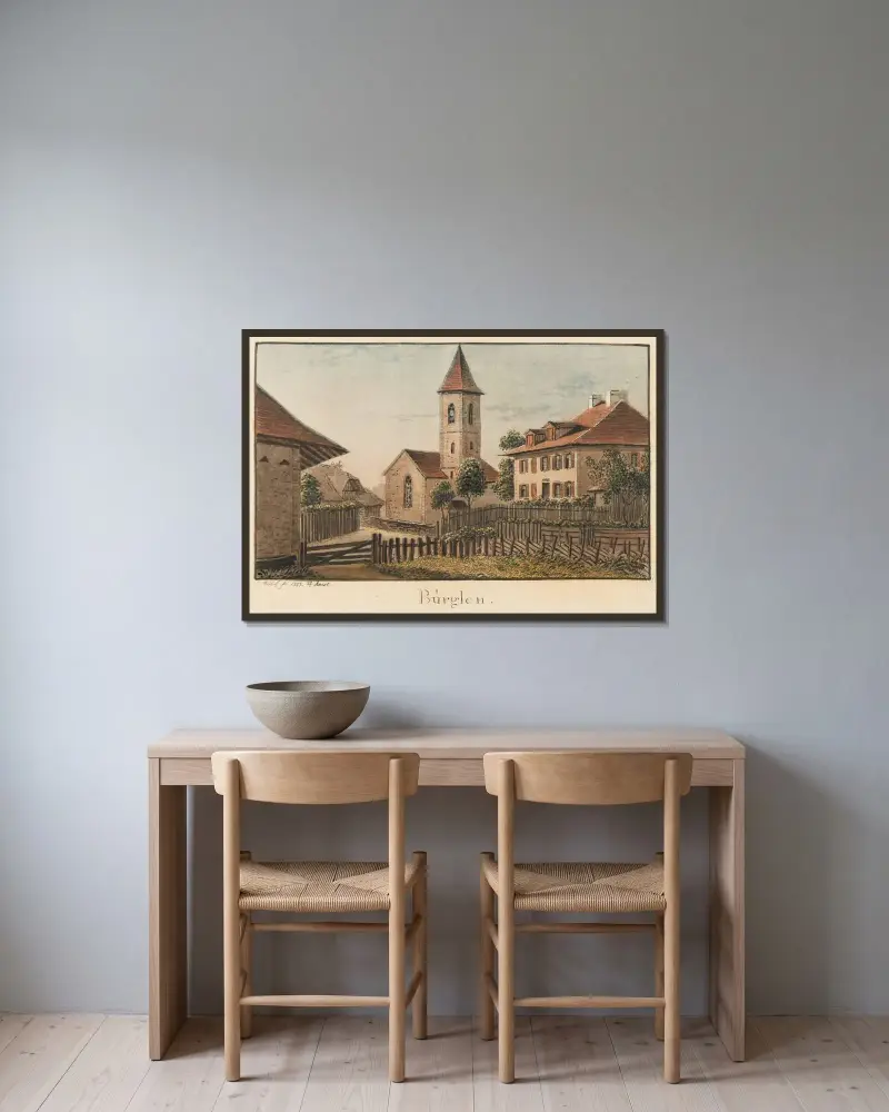 Bürglen von Jakob Samuel Weibel gerahmt an einer Wand