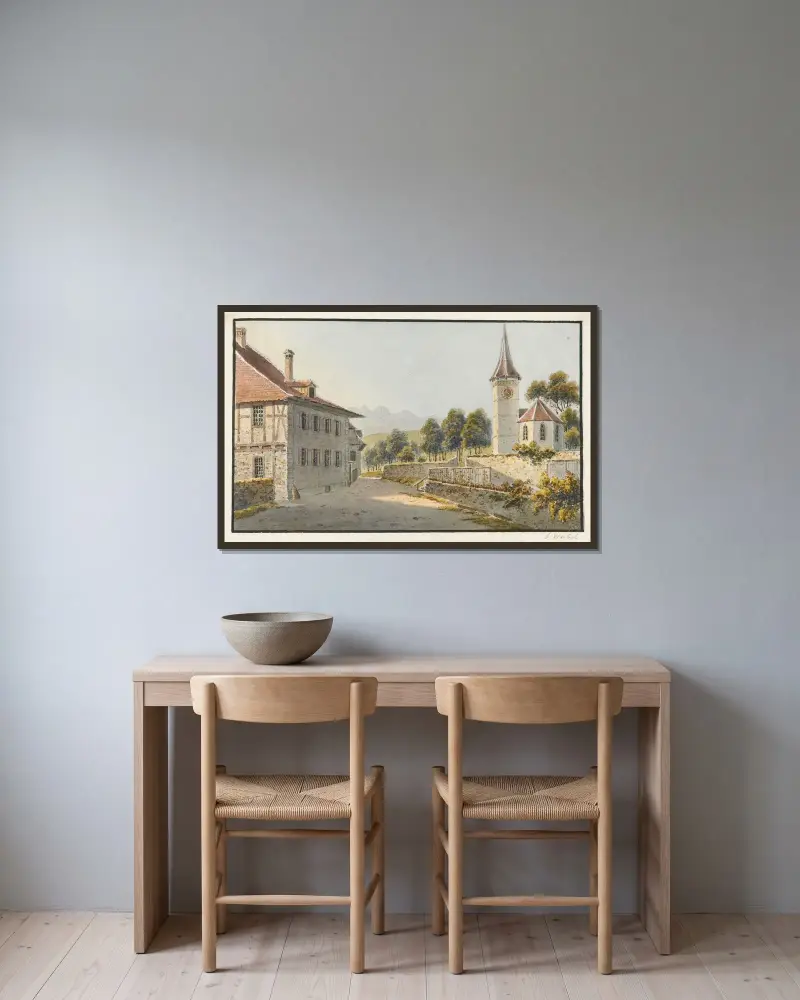 Gerzensee av Jakob Samuel Weibel inramad på en vägg