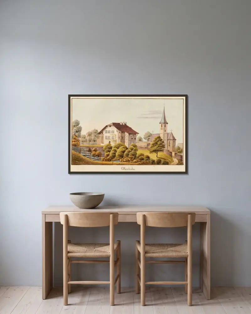 Oberbalm av Jakob Samuel Weibel inramad på en vägg
