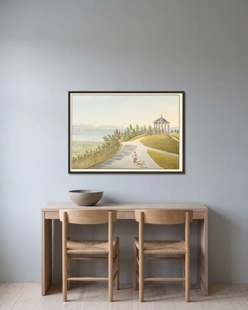Pavillon du Signal de Bougy av Jakob Samuel Weibel inramad på en vägg