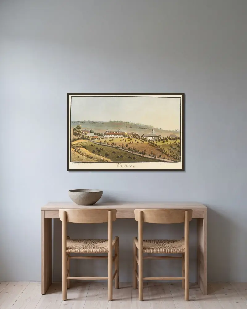 Rüggisberg av Jakob Samuel Weibel inramad på en vägg
