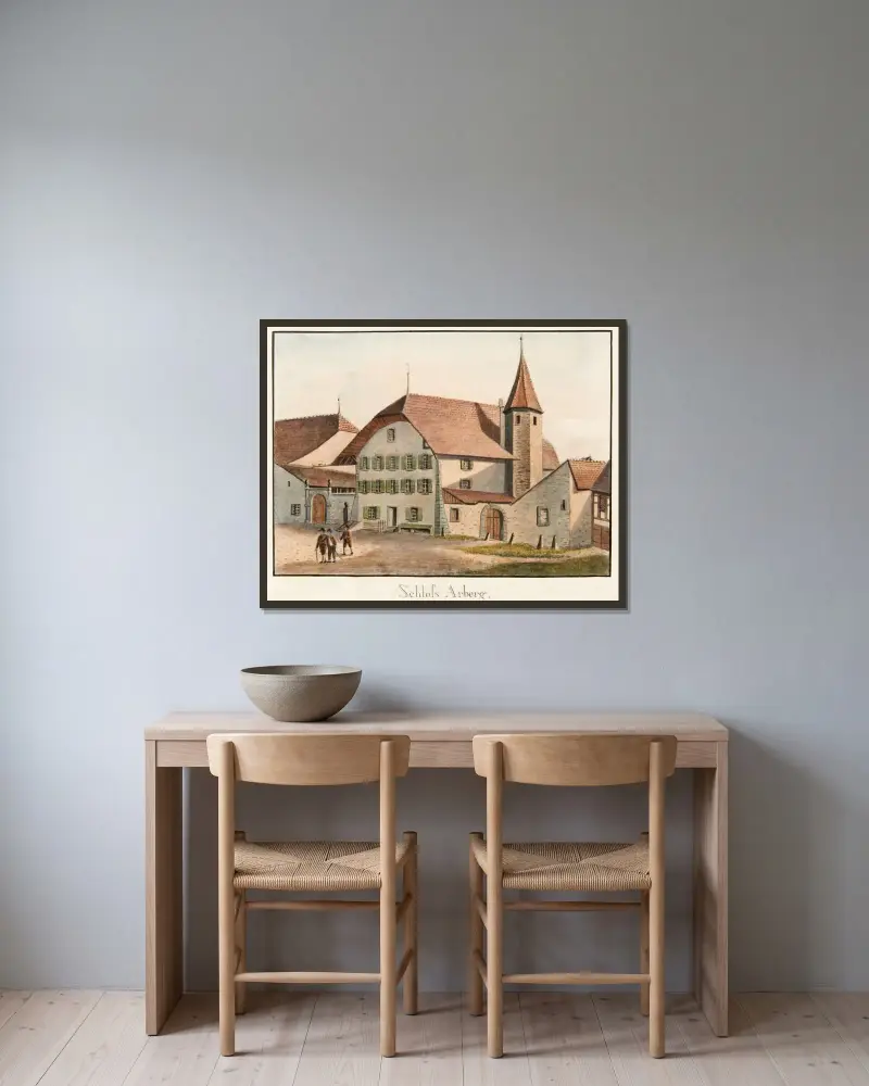 Schloss Arberg av Jakob Samuel Weibel inramad på en vägg