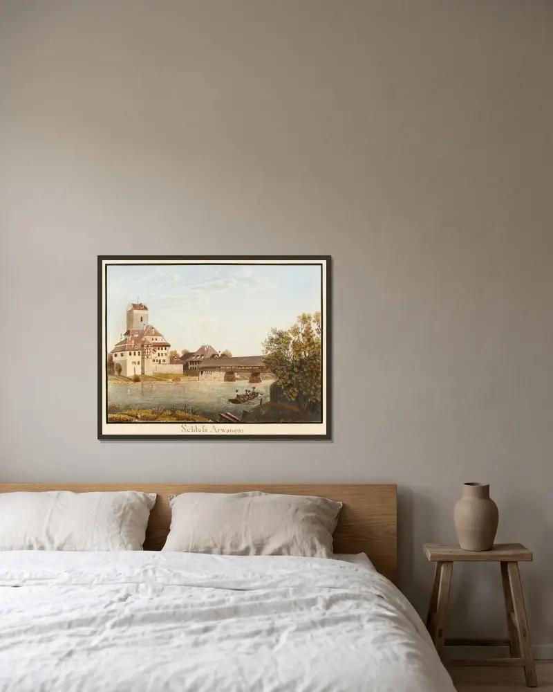 Schloss Arwangen av Jakob Samuel Weibel inramad på en vägg