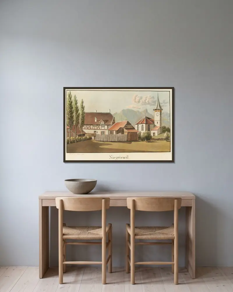 Siegriswil av Jakob Samuel Weibel inramad på en vägg