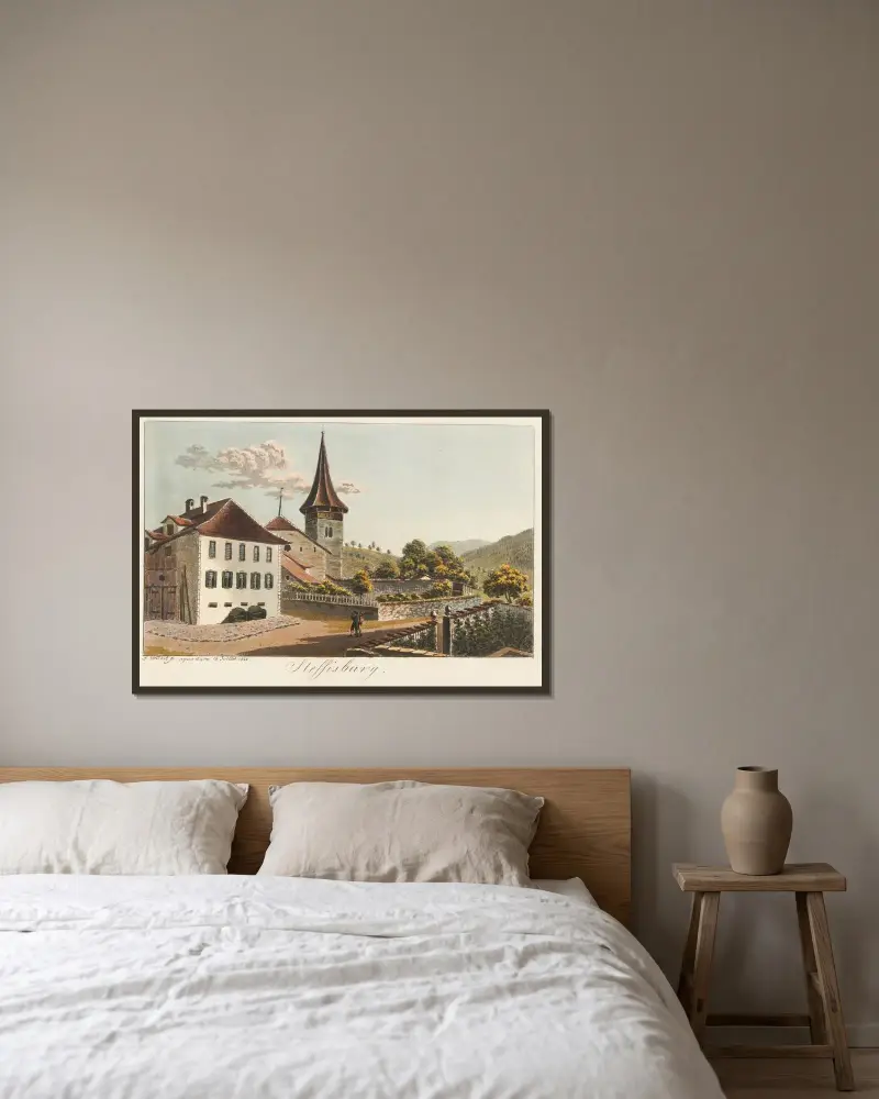Steffisburg av Jakob Samuel Weibel inramad på en vägg