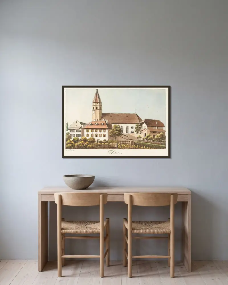 Thun av Jakob Samuel Weibel inramad på en vägg