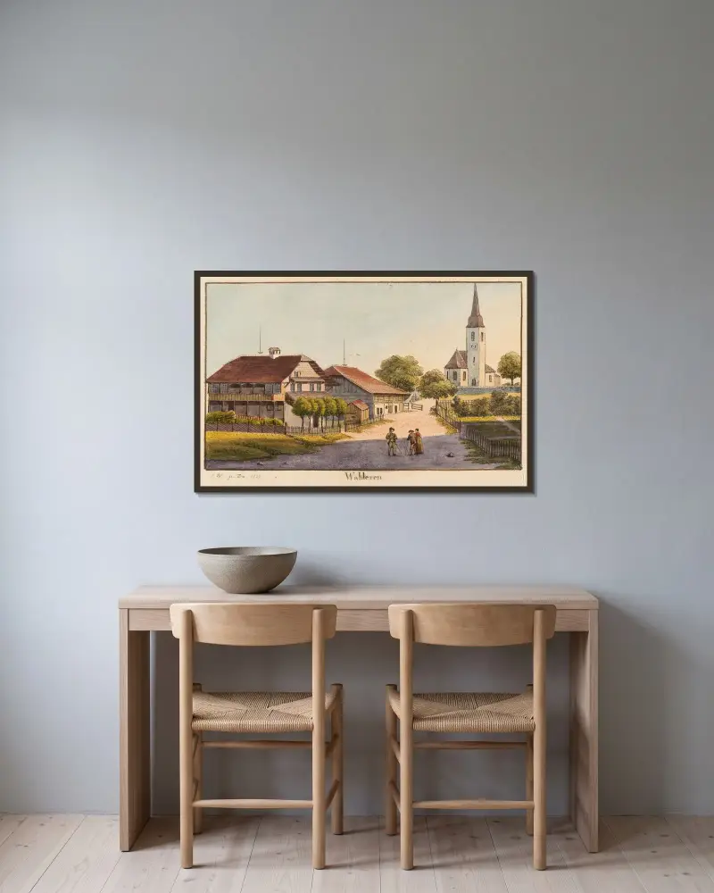Wahleren av Jakob Samuel Weibel inramad på en vägg