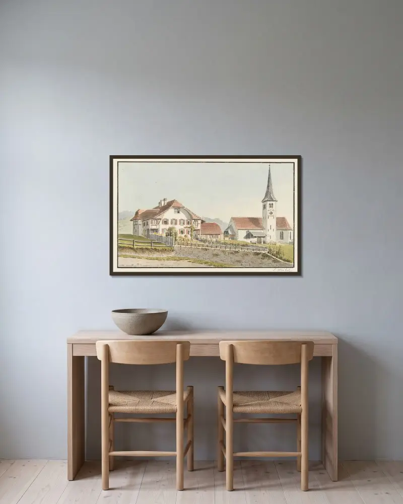 Walkringen av Jakob Samuel Weibel inramad på en vägg