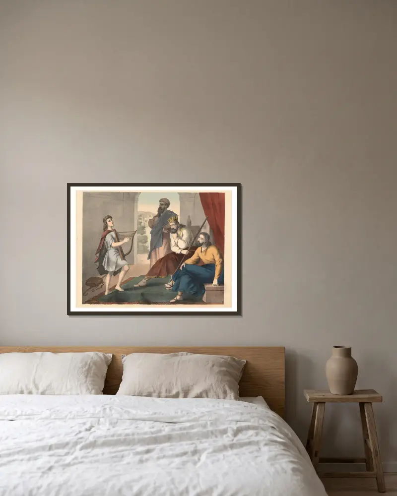 David spielt für Saul von Sandberg gerahmt an einer Wand