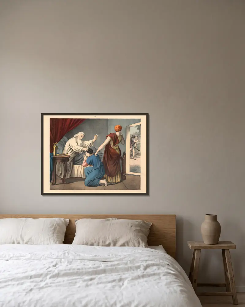 Isaak segnet Jakob von Sandberg gerahmt an einer Wand