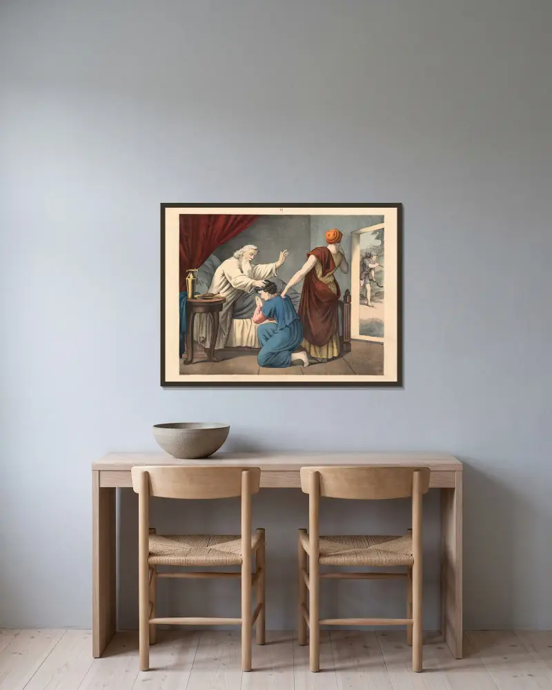 Isaak segnet Jakob von Sandberg gerahmt an einer Wand