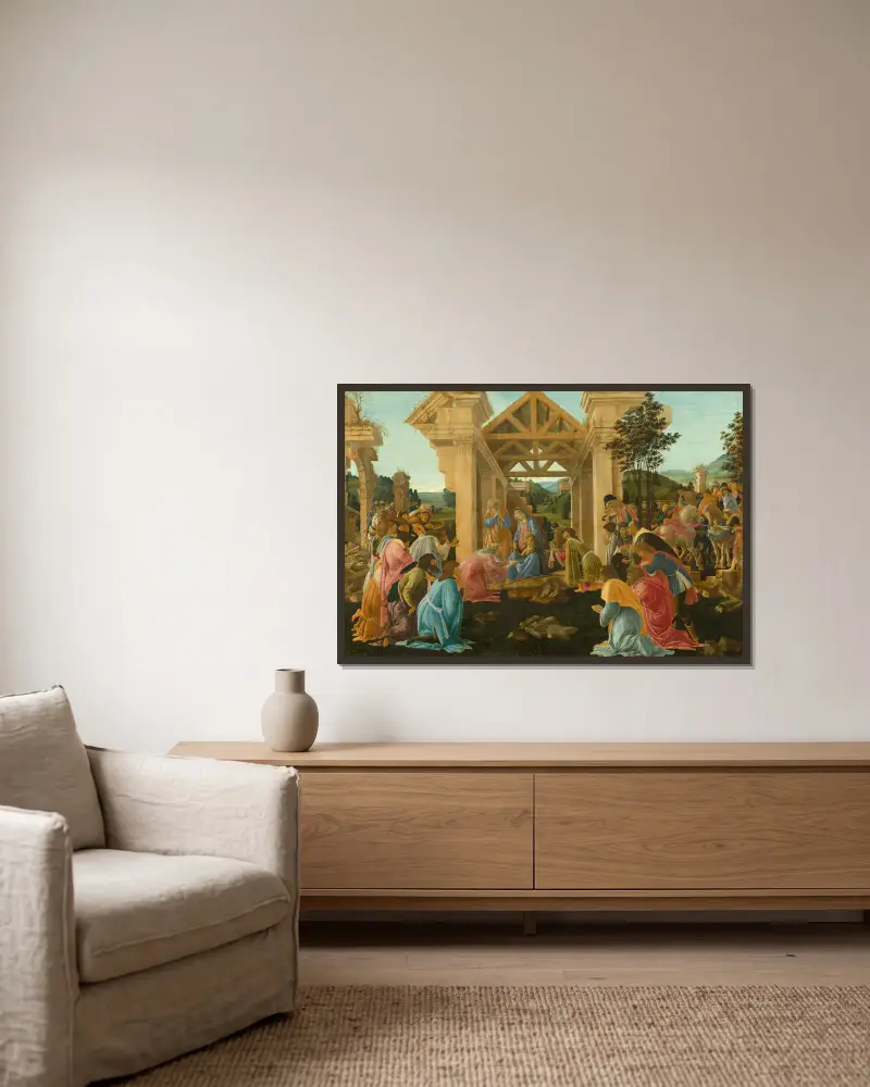 Pokłon Trzech Króli, Sandro Botticelli w ramie na ścianie
