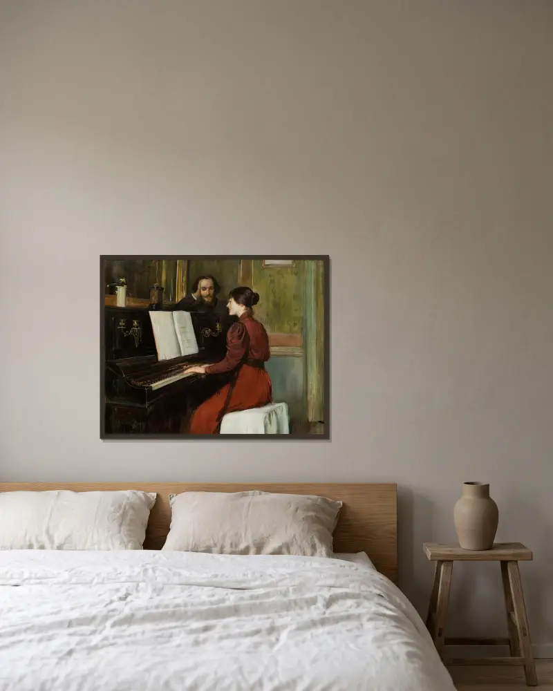 Eine Romanze von Santiago Rusiñol gerahmt an einer Wand