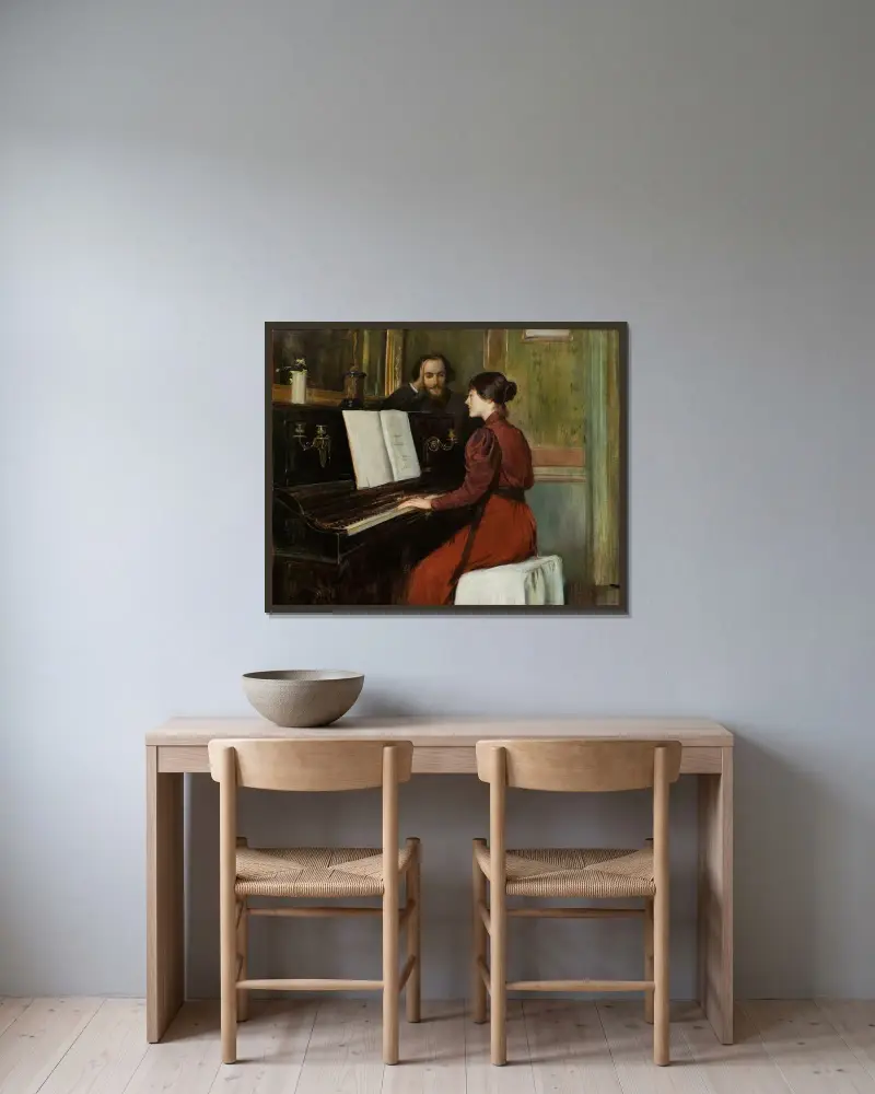 Eine Romanze von Santiago Rusiñol gerahmt an einer Wand