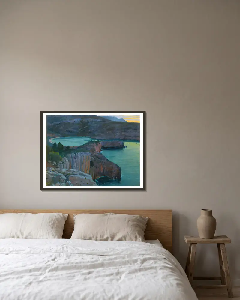 Cala Grisa von Santiago Rusiñol gerahmt an einer Wand