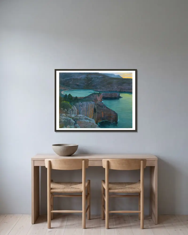 Cala Grisa von Santiago Rusiñol gerahmt an einer Wand