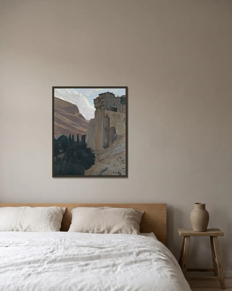 Casas Colgantes, Cuenca (Die hängenden Häuser, Cuenca) von Santiago Rusiñol gerahmt an einer Wand