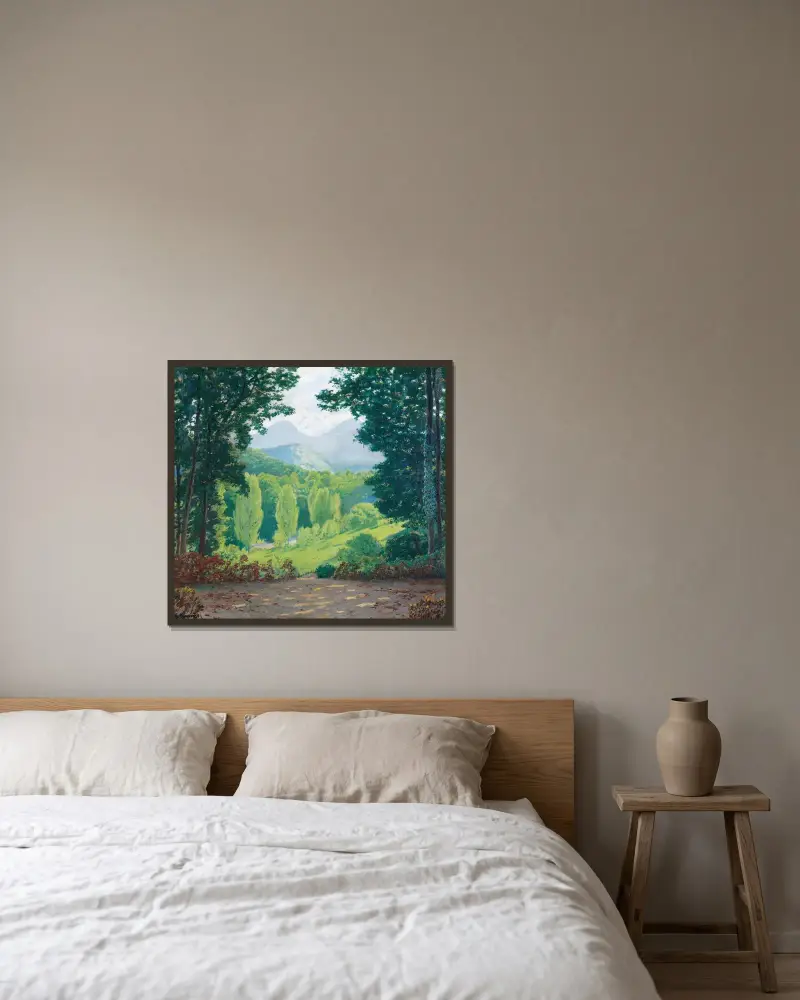 El Montseny (Montseny) von Santiago Rusiñol gerahmt an einer Wand