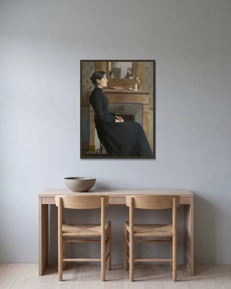 Female Figure av Santiago Rusiñol inramad på en vägg