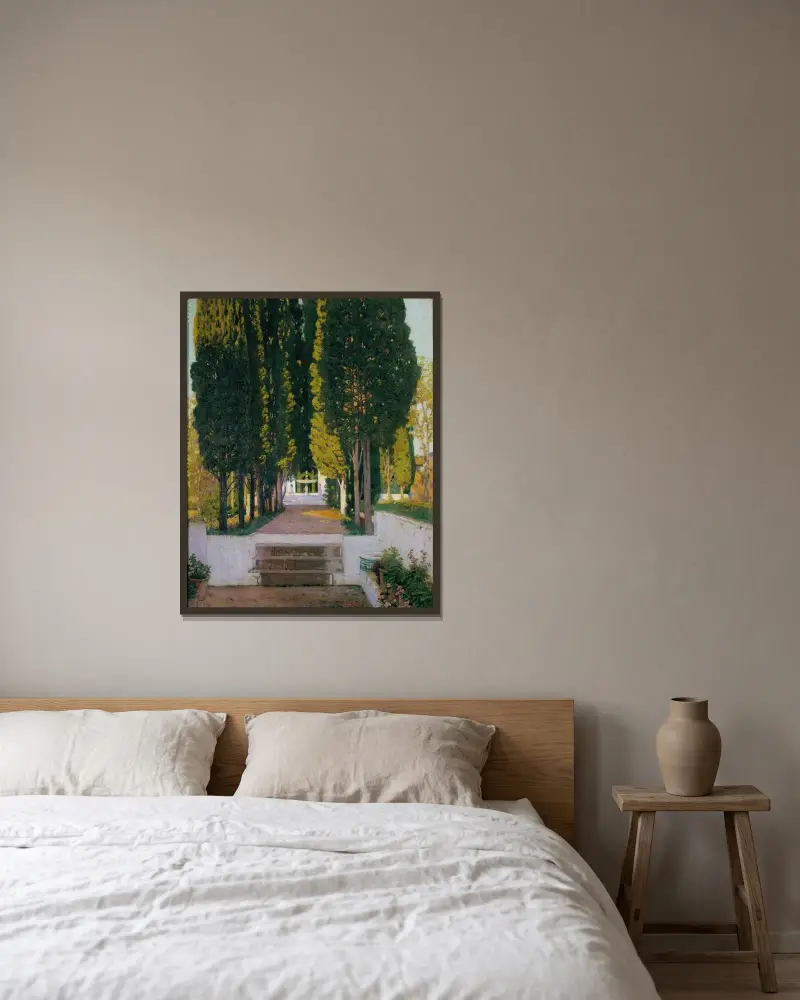 Gärten der Generalife, 1909 von Santiago Rusiñol gerahmt an einer Wand