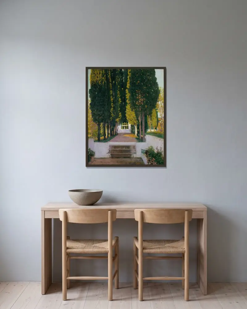Gärten der Generalife, 1909 von Santiago Rusiñol gerahmt an einer Wand