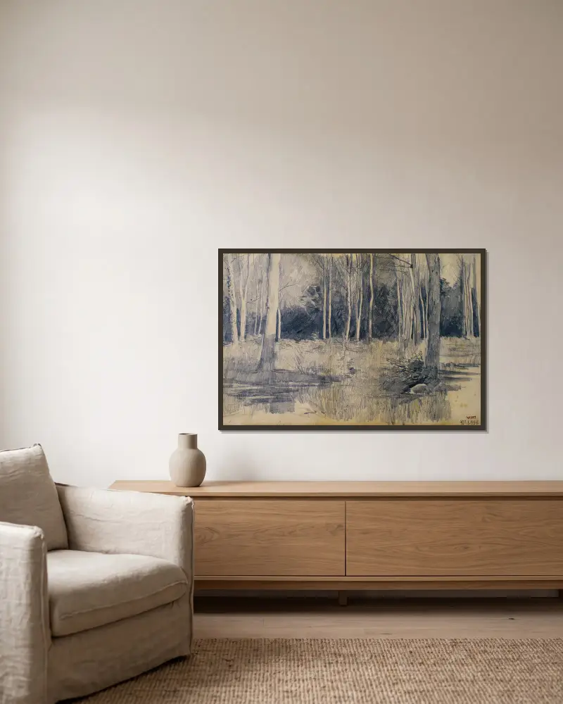 Hain von Santiago Rusiñol gerahmt an einer Wand
