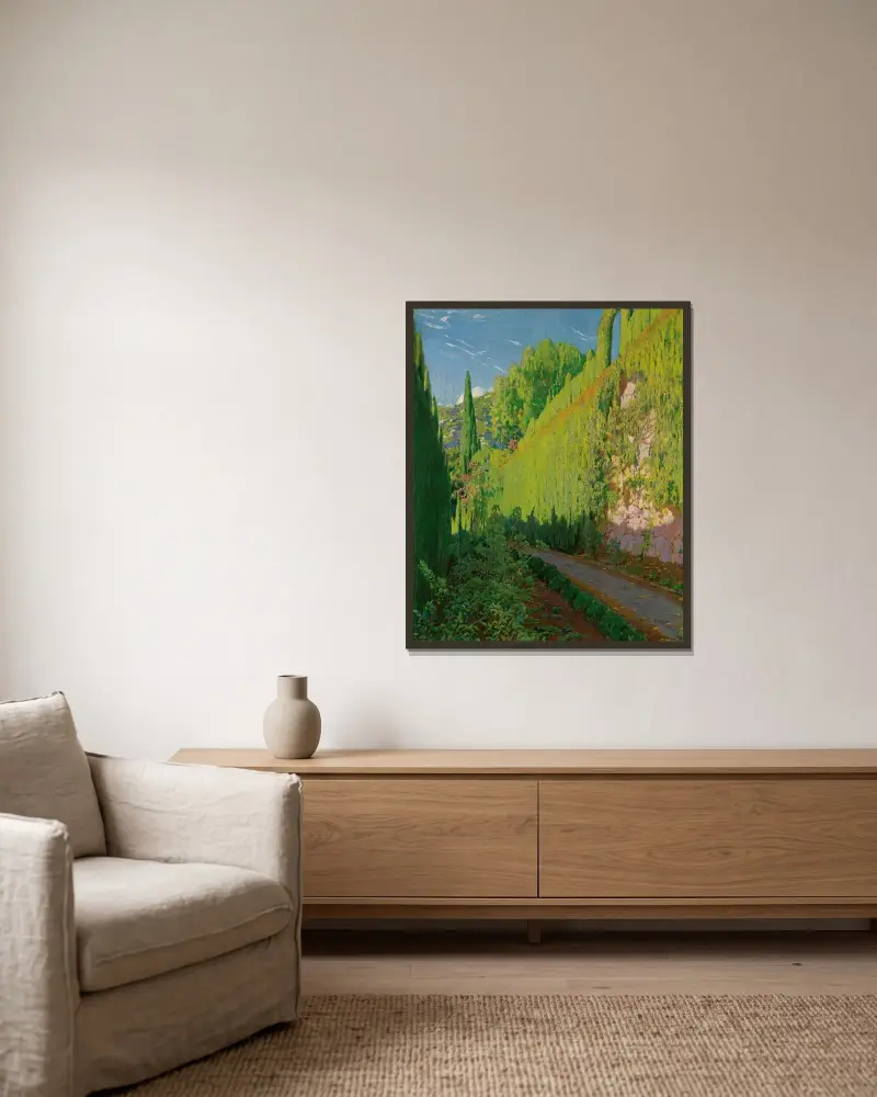 Der Garten Sa Coma, Valldemosa von Santiago Rusiñol gerahmt an einer Wand