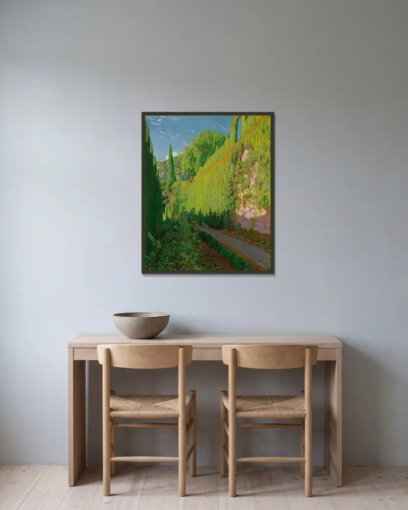 Der Garten Sa Coma, Valldemosa von Santiago Rusiñol gerahmt an einer Wand