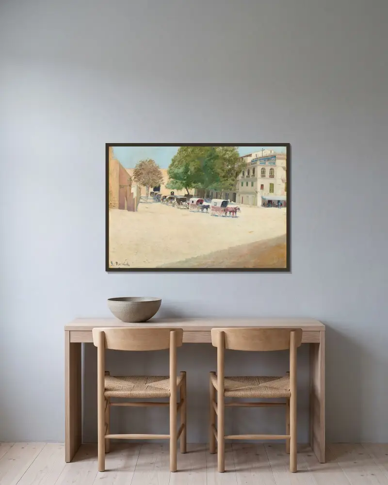 Paseo de Mallorca von Santiago Rusiñol gerahmt an einer Wand