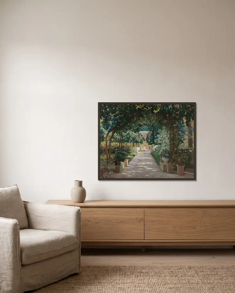 Terrass in Játiva von Santiago Rusiñol gerahmt an einer Wand