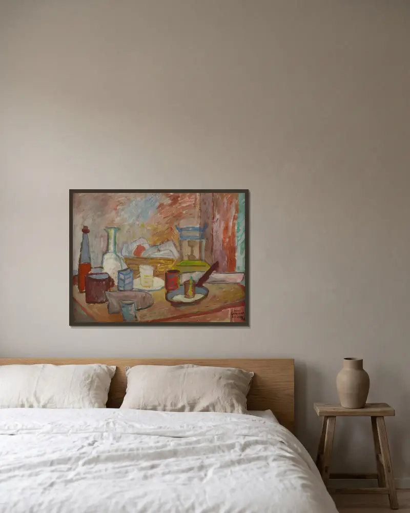 Stilleben, 1936 von Sasza Blonder gerahmt an einer Wand