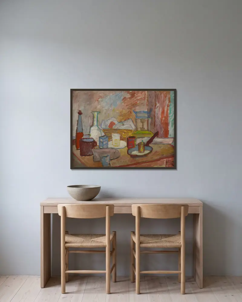 Stilleben, 1936 von Sasza Blonder gerahmt an einer Wand