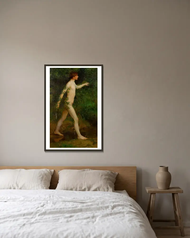 Ein Waldbadender von Henry Scott Tuke gerahmt an einer Wand