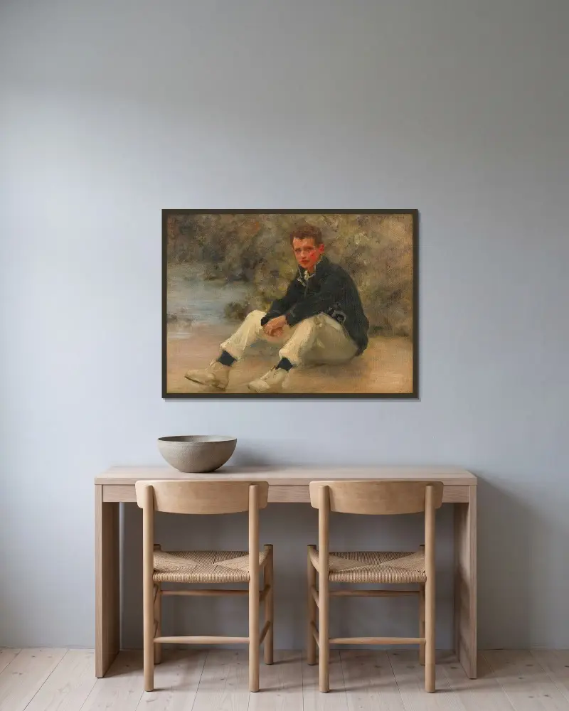 En ung sjöman av Henry Scott Tuke inramad på en vägg