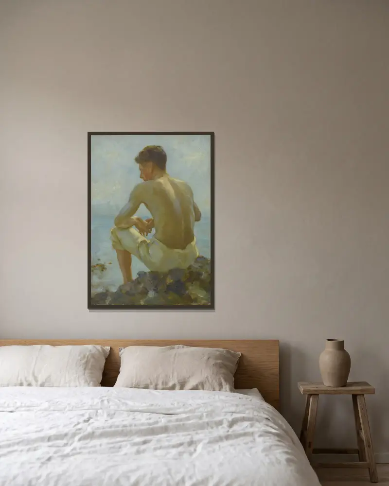 Ein junger Seemann von Henry Scott Tuke gerahmt an einer Wand