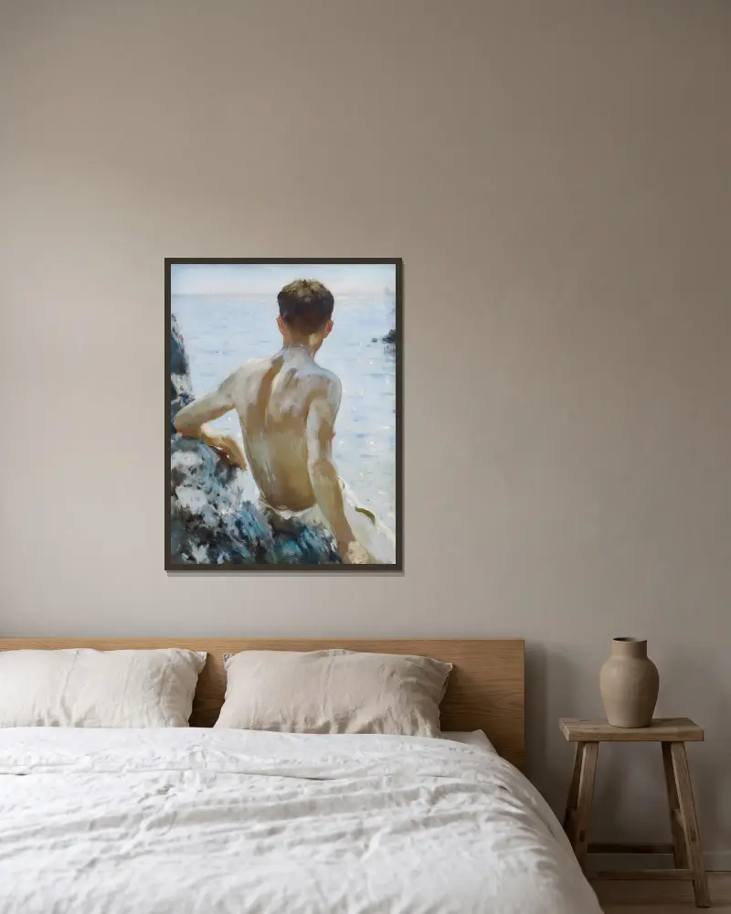 Studie na pláži, Henry Scott Tuke v rámu na stěně