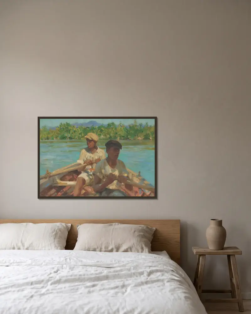 Svarta flodskeppare, Jamaica av Henry Scott Tuke inramad på en vägg