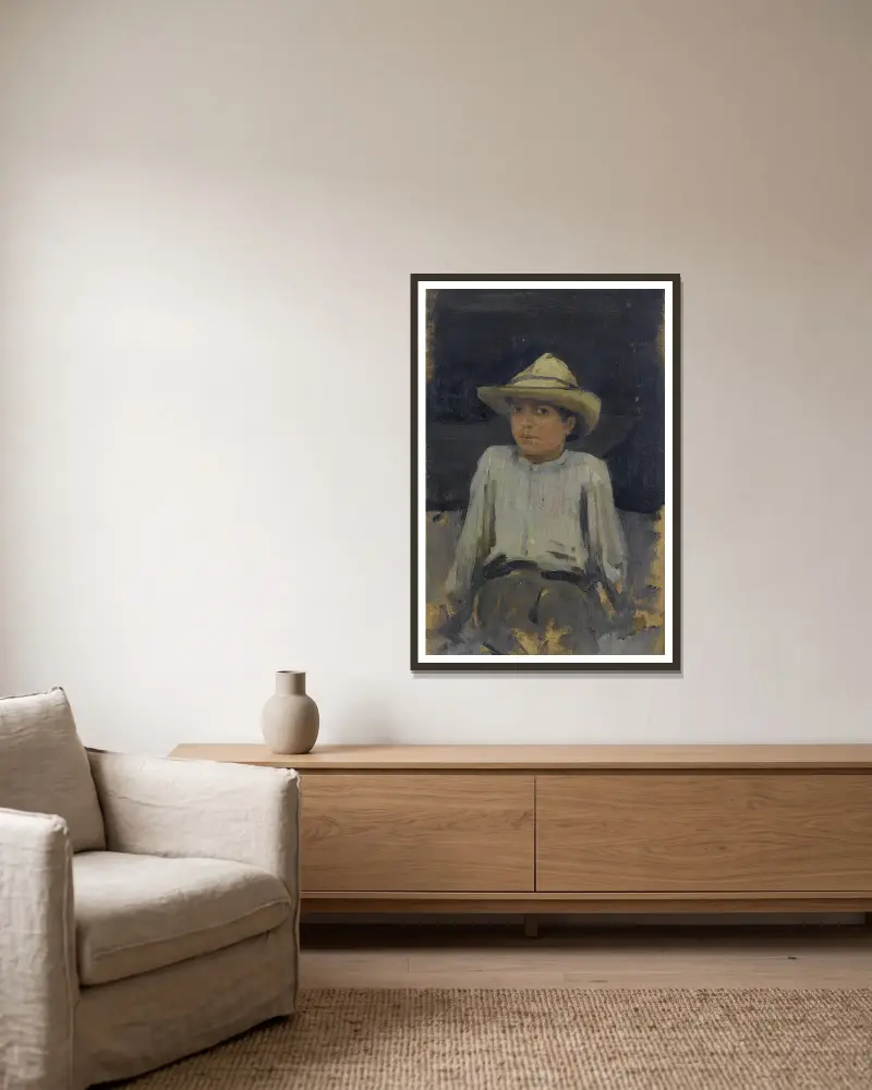 Chłopiec w kapeluszu 02, Henry Scott Tuke w ramie na ścianie