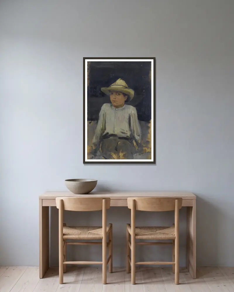 Chłopiec w kapeluszu 02, Henry Scott Tuke w ramie na ścianie