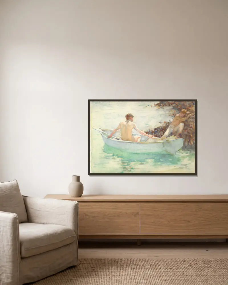 Nalodění, Henry Scott Tuke v rámu na stěně