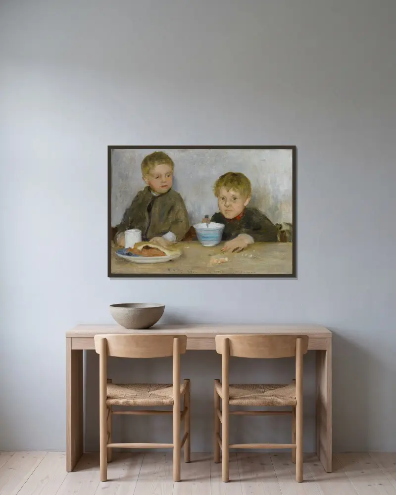 Georgie And Richard av Henry Scott Tuke inramad på en vägg