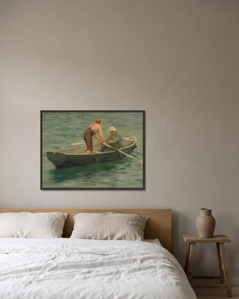 Vysazení na břeh pro kapitána, Henry Scott Tuke v rámu na stěně