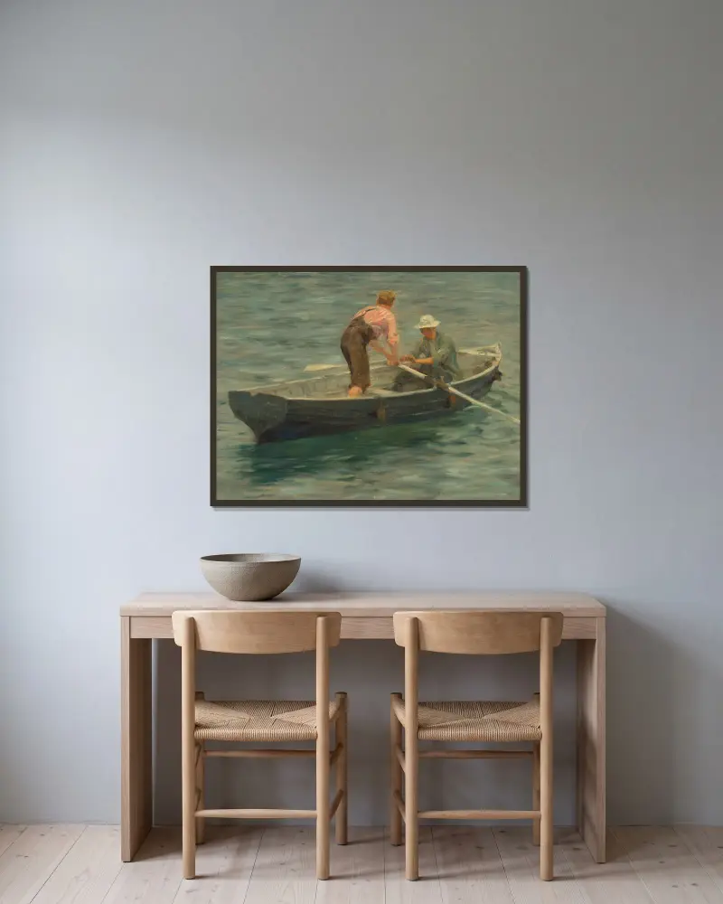 Vysazení na břeh pro kapitána, Henry Scott Tuke v rámu na stěně