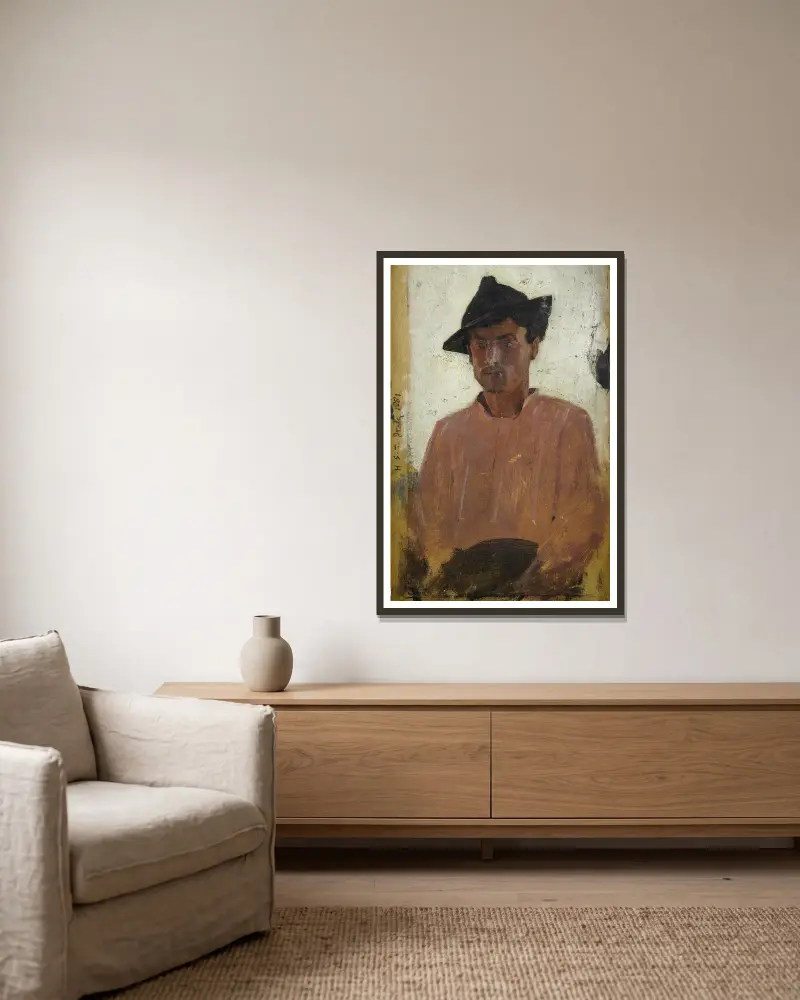 Włoski mężczyzna w kapeluszu, Henry Scott Tuke w ramie na ścianie