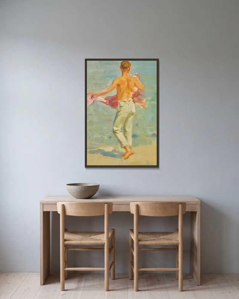 Před koupáním, Henry Scott Tuke v rámu na stěně