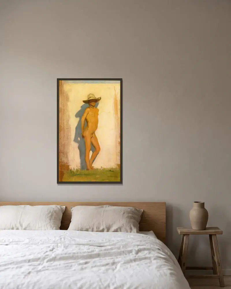 Studie av en italiensk pojke i Forti dei Marmi av Henry Scott Tuke inramad på en vägg