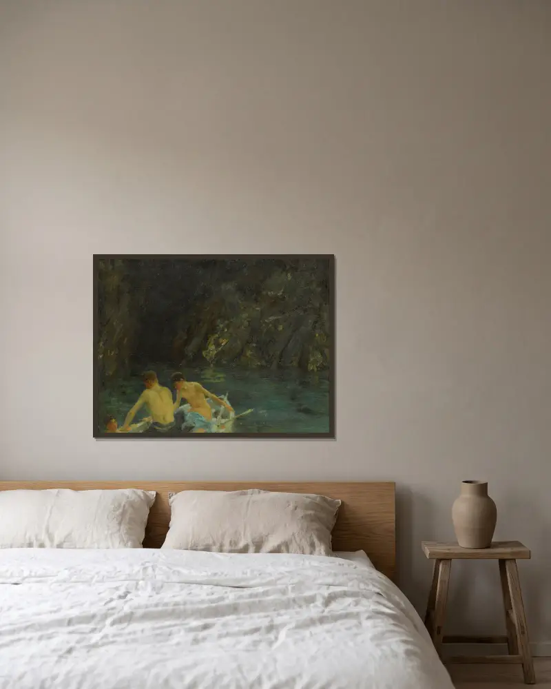 Jeskyně, Henry Scott Tuke v rámu na stěně