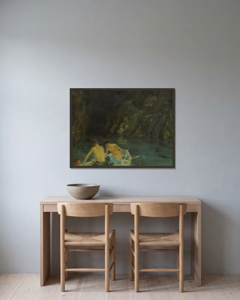 Jeskyně, Henry Scott Tuke v rámu na stěně