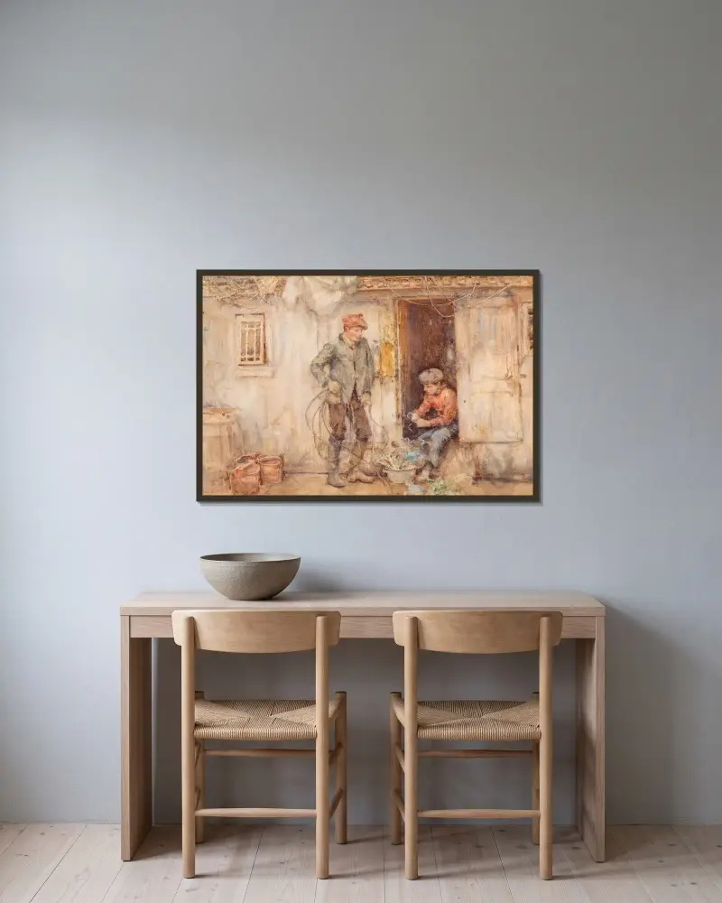 Kockens kabyss av Henry Scott Tuke inramad på en vägg