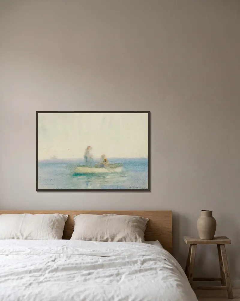 Dvě postavy na loďce, Henry Scott Tuke v rámu na stěně